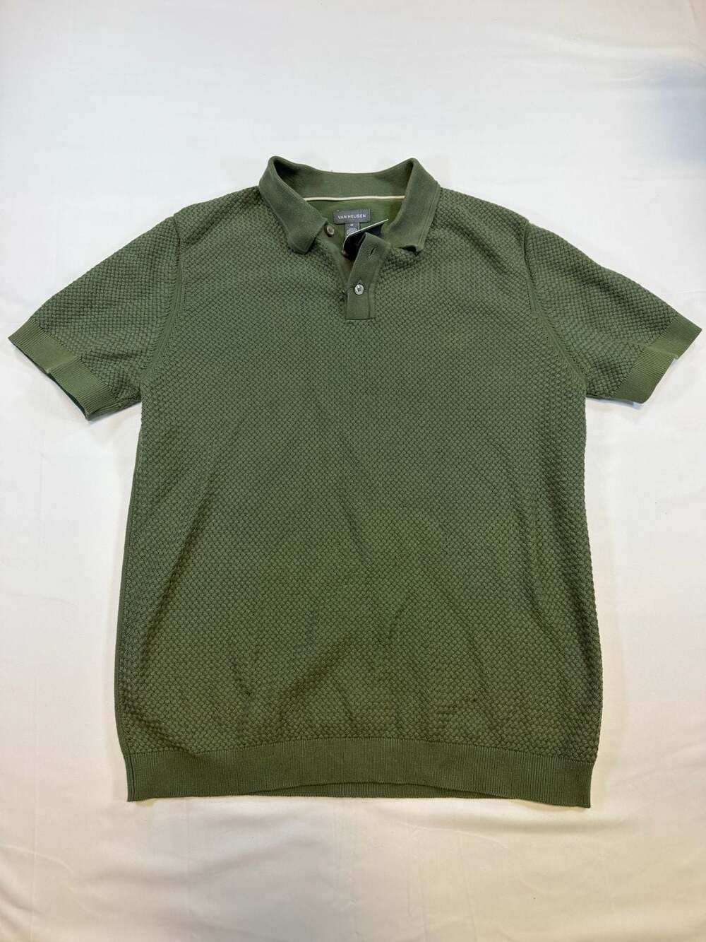 Van Heusen Soft Touch Textured Polo Shirt Green Size M